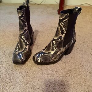 rag & bone Black and Gray Snakeskin Ankle Boots